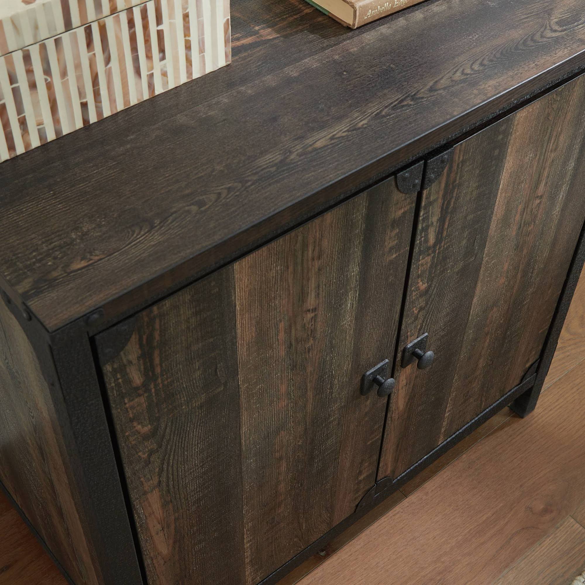 Sauder Steel River Industrial Storage Cabinet in Carbon Oak