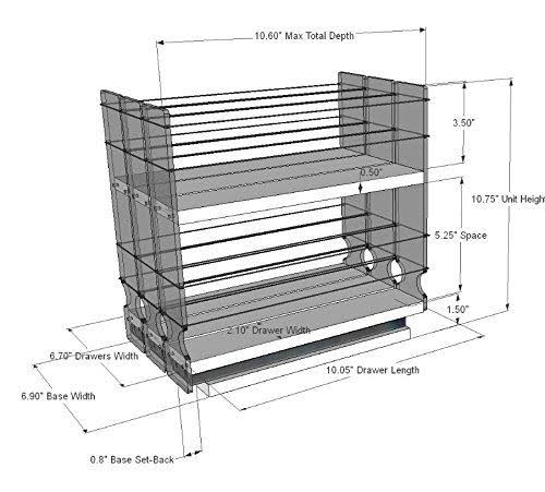 Vertical Spice - 222x2x11 DC - Spice Rack - Cabinet Mounted- 3 Drawers - 36 Capacity - New and Unique