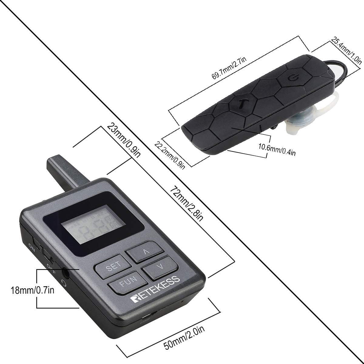 Retekess TT108 Professional Tour Guide System Wireless, 656ft Long Range Audio Transmission, Ear-Hook Church Translation System for School, Training