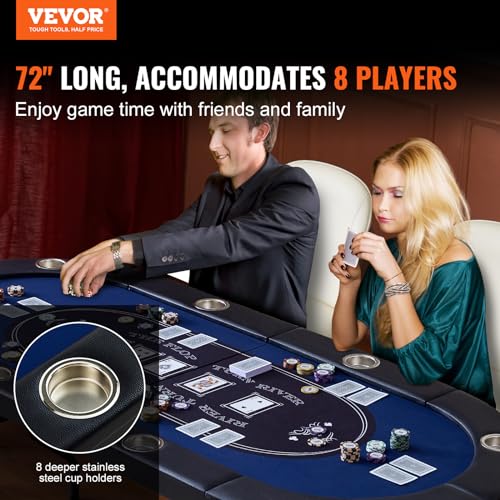 VEVOR 10 Player Poker Foldable Portable Folding Card Board Game, Casino Leisure