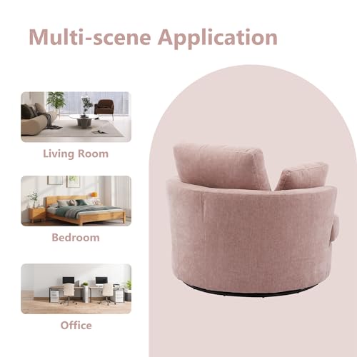 Chifee & Vingol 42.2" Oversized Swivel Accent Chair Round Barrel Chair,Chenille,Beige