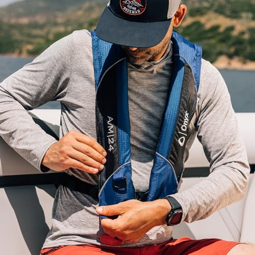 Onyx A/M-24 Automatic/Manual Inflatable Life Jacket, U.S. Coast Guard Approved, Low Profile, Compact Design, Manual Convertible Inflation Option