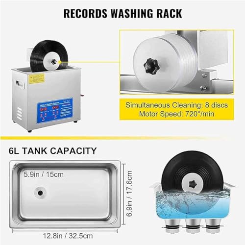 6L 40kHz Ultrasonic Cleaner, Professional Ultrasonic Vinyl Records Cleaning Machine, Dual Frequency Vibration