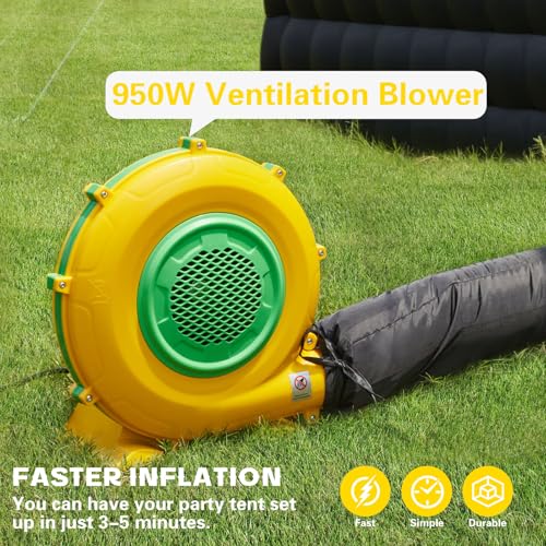 EROMMY 20x16.5x12 FT Large Black Inflatable Nightclub, Blow Up Party Tent Portable with 950W Blower