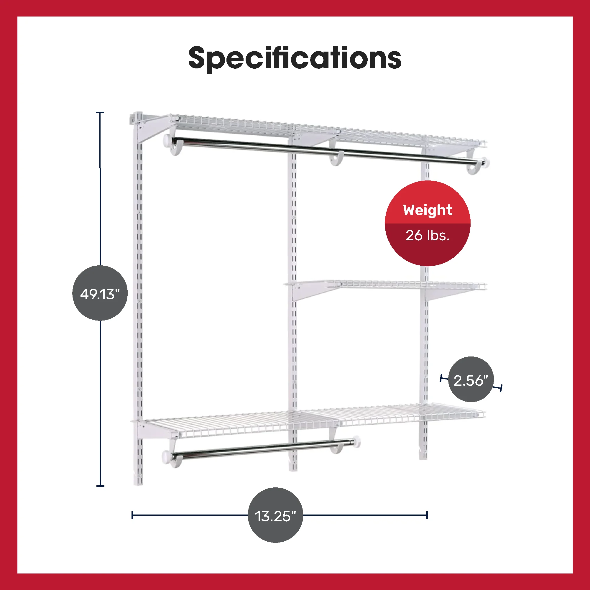 Rubbermaid Configurations White Closet Kit - FG3G5902WHT - Radiant Selections