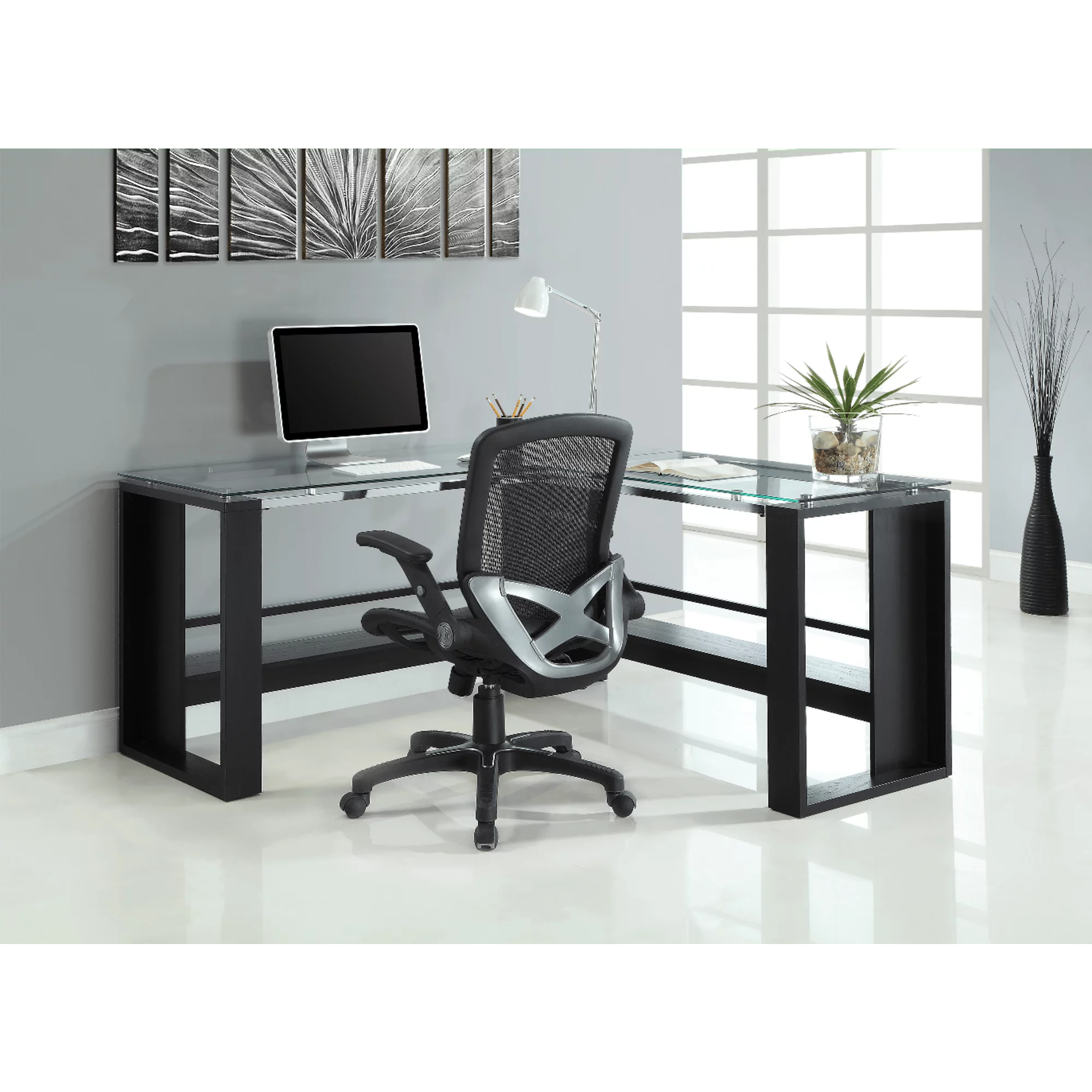 Whalen Jasper 60"W L-Shape Corner Desk, Espresso