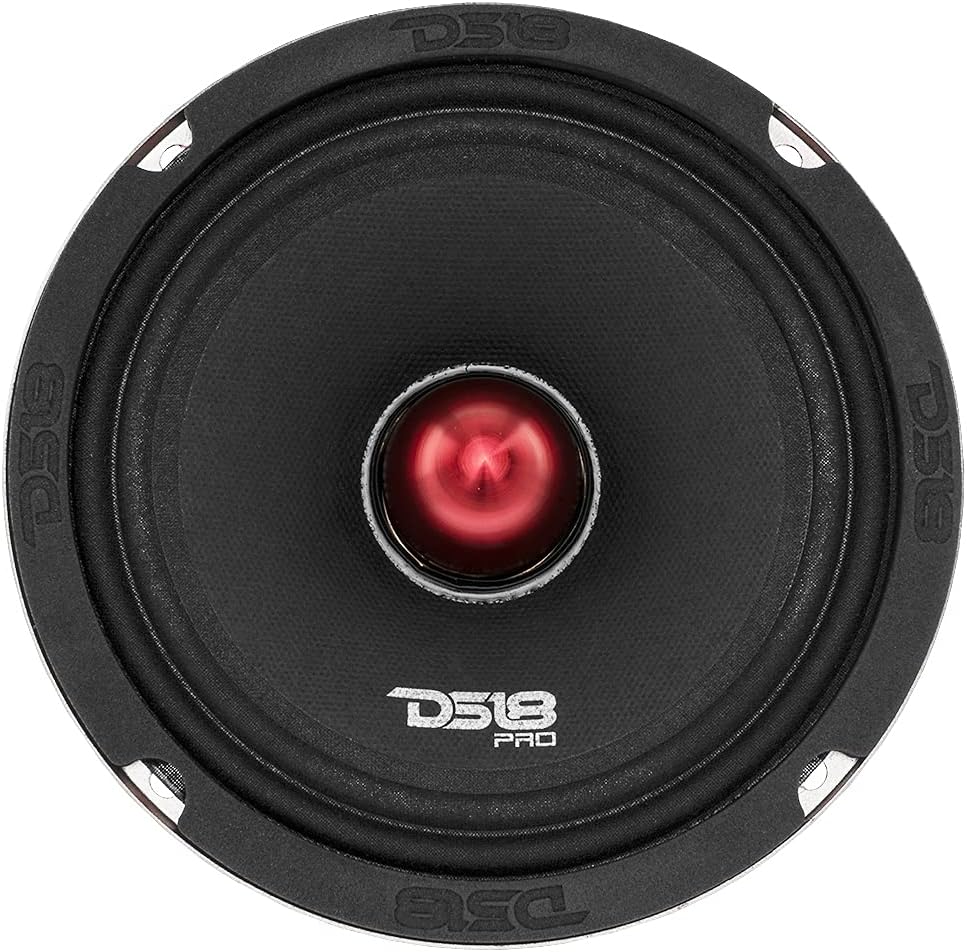 DS18 PRO-X6.4BM Loudspeaker - Pair of 6.5, Midrange, Red Aluminum Bullet, 500W Max, 250W RMS, 4 Ohms