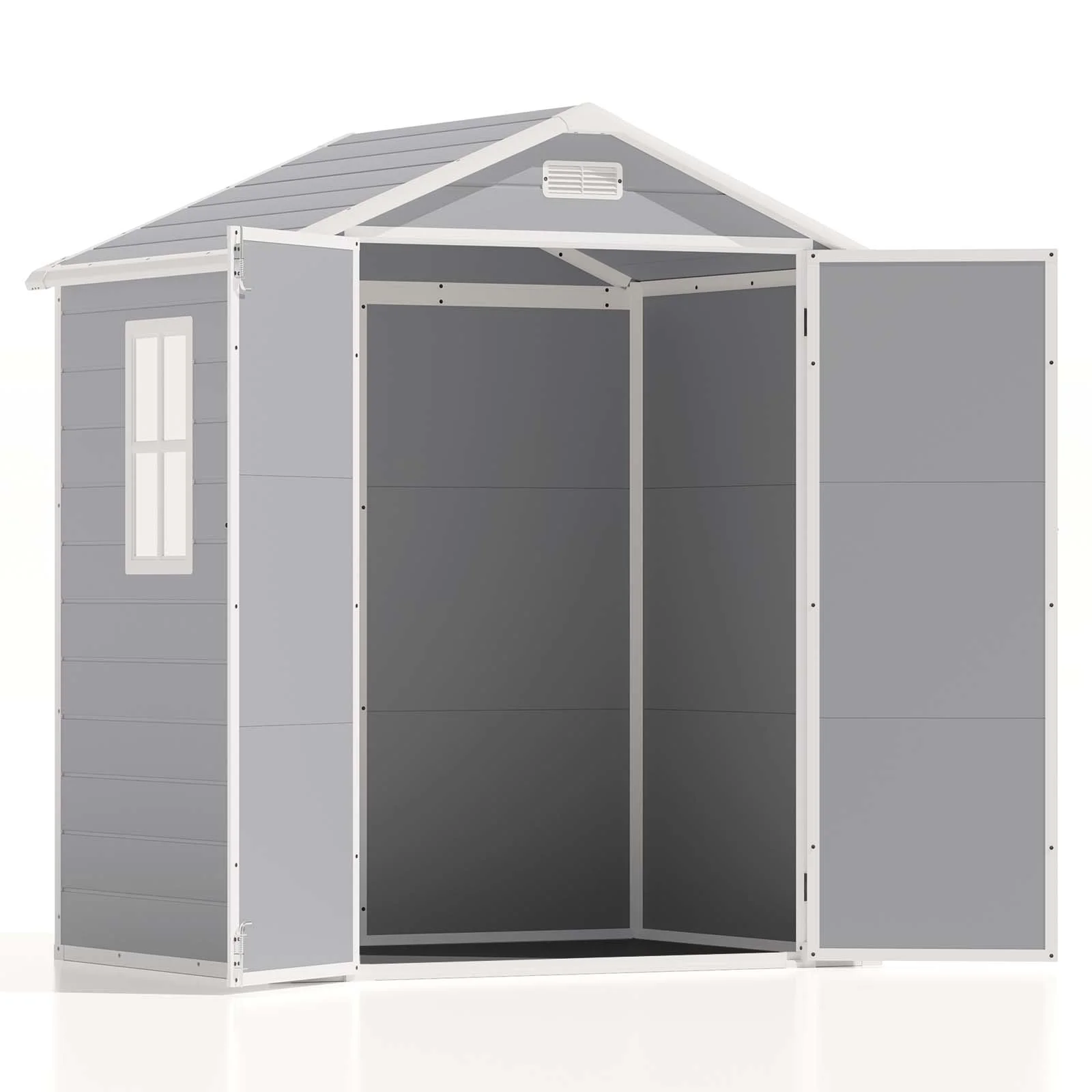Patiowell 6x4 Resin Outdoor Storage Shed-Perfect to Store Patio Furniture, GardenTools Bike Accessories, Beach Chairs and Lawn Mower, Grey & White