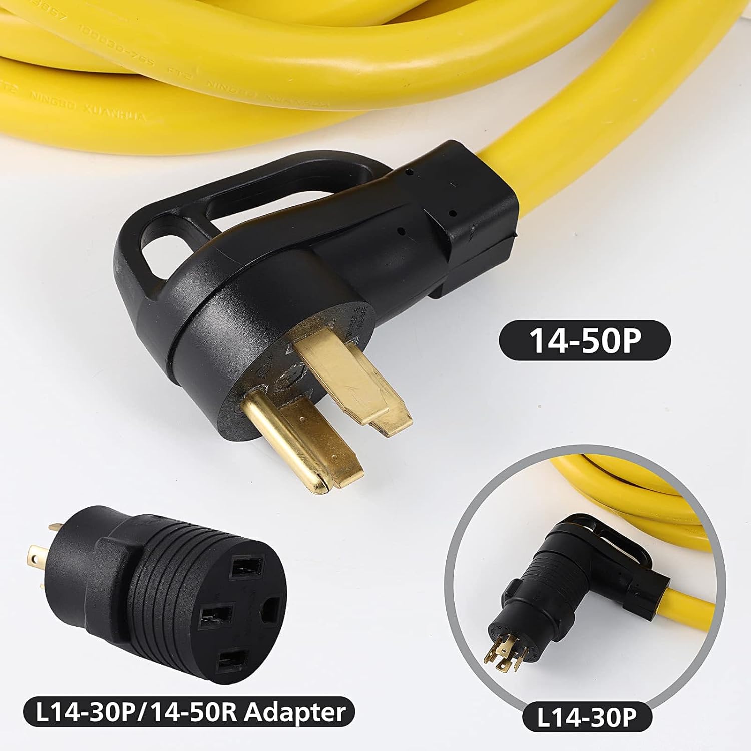 40FT 14-50P to SS2-50R 120V/240V 50 Amp Stow W/L14-30P to 14-50R Power Cord Adapter Combo Kit 4 Prong Male to 4 Prong Twist Lock Receptacle Generator