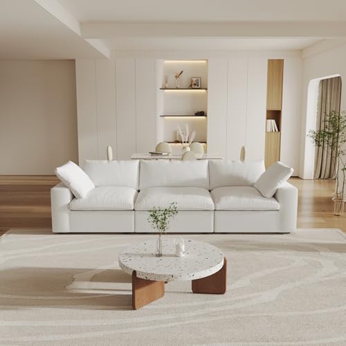 160.6" Cloud Couch Modular Sectional Sofa for Livingroom,Oversized Convertible Sofa with Storage Ottomans,6 Seat Wide Couches