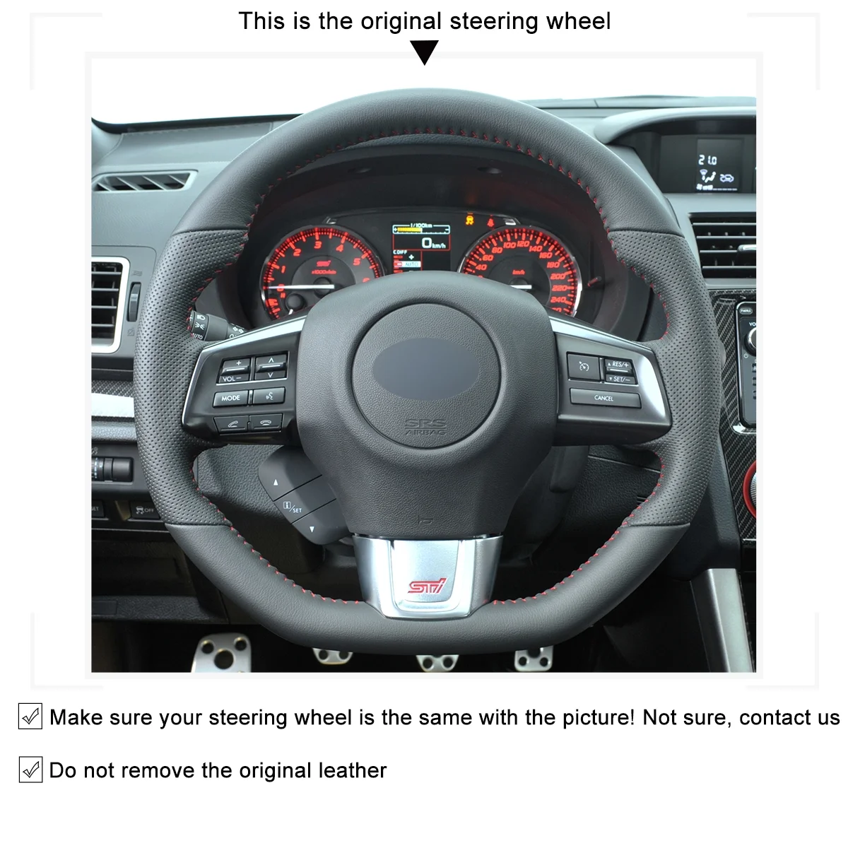 Mewant Alcantara Hand Stitch Car Steering Wheel Cover for Subaru WRX 2015-2021 / WRX STI 2015-2021