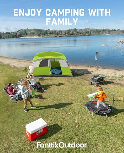 FanttikOutdoor Camping Tent 4/6/8/10 Person Instant Cabin Tent Setup in 60 Seconds with Rainfly & Windproof Portable with Carry Bag for Family