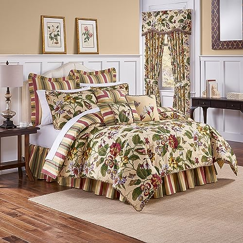 Waverly Laurel Springs Modern Farmhouse Floral 3-Piece Reversible Quilt Bedding Bedspread Set, King, Parchment