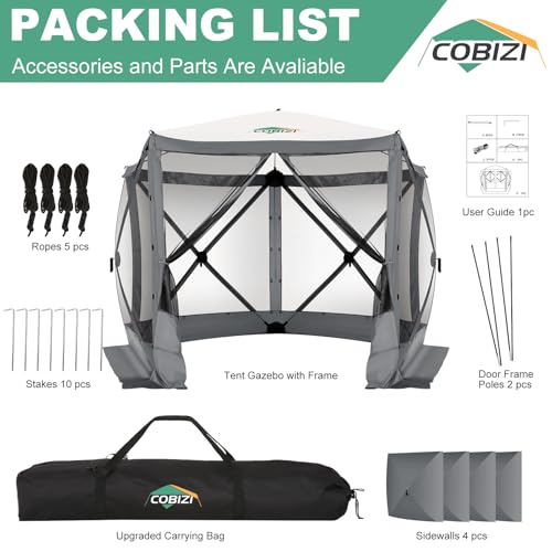 COBIZI 12x12ft Pop up Gazebo Screen Tent Screen House for Camping, Camping Outdoor Screened Gazebo, Canopy Tent