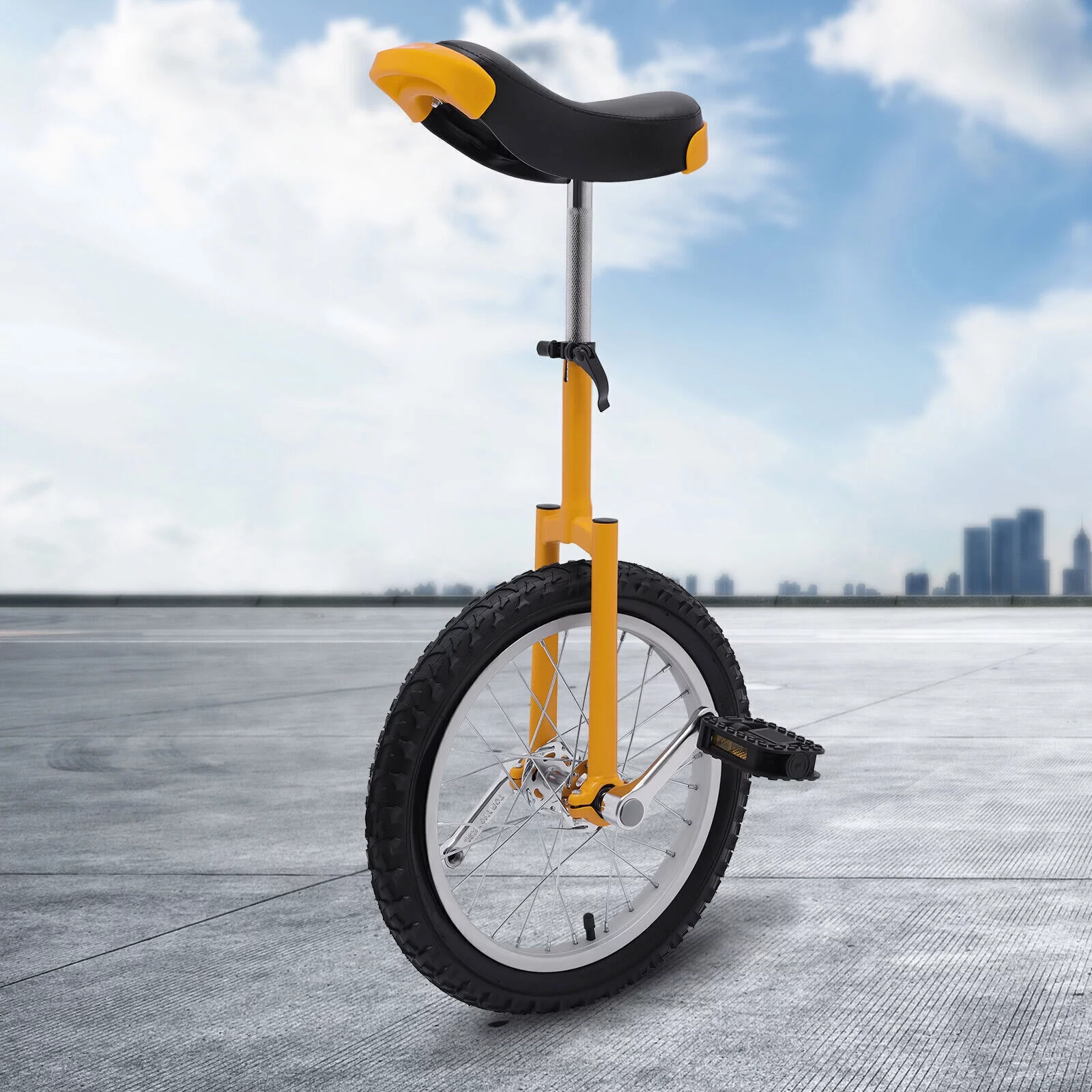 16 Wheel Unicycle with Steel Rim Unicycle One Wheel Bike with Adjustable Height for Adults Kids Beginner Fitness Exercise Balance Training, Skid-proof