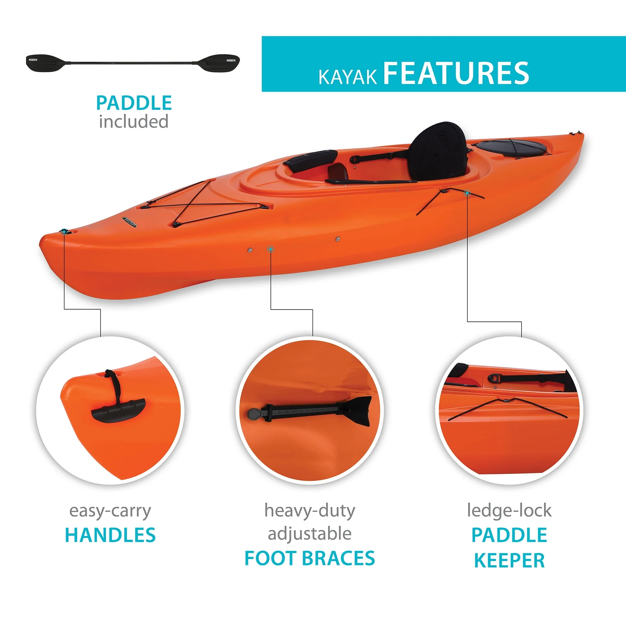 Lifetime Lancer 10 ft Sit-Inside Kayak, Orange (90817)