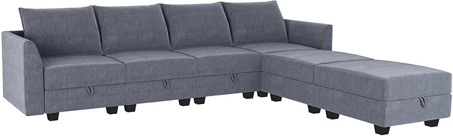 Honbay Sectional Sofas, Bluish Grey Wood