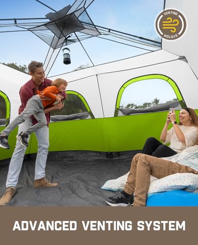 FanttikOutdoor Camping Tent 4/6/8/10 Person Instant Cabin Tent Setup in 60 Seconds with Rainfly & Windproof Portable with Carry Bag for Family