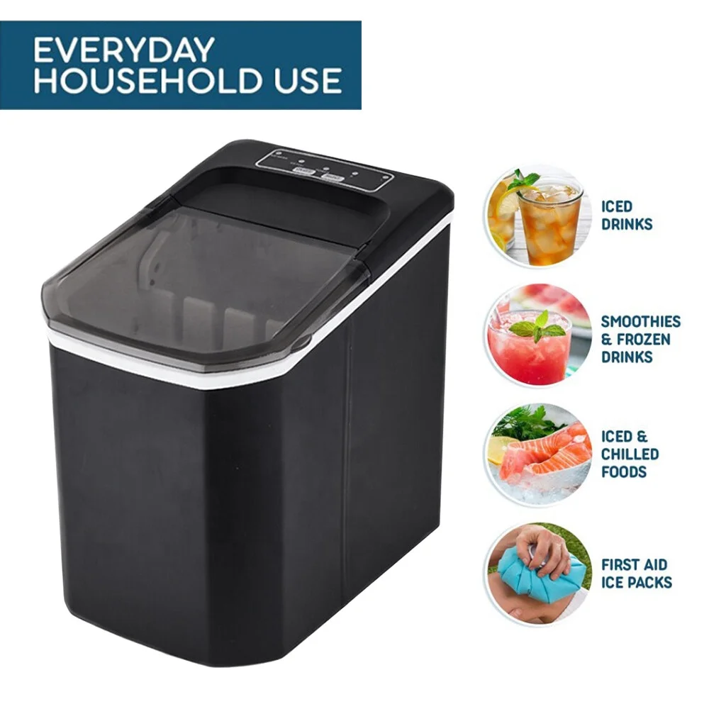 Walmeck Countertop Ice Maker, 10Cubes Ready in 6 Mins, 26lbs in 24Hrs, Self-Cleaning Ice Machine with Ice  and Basket