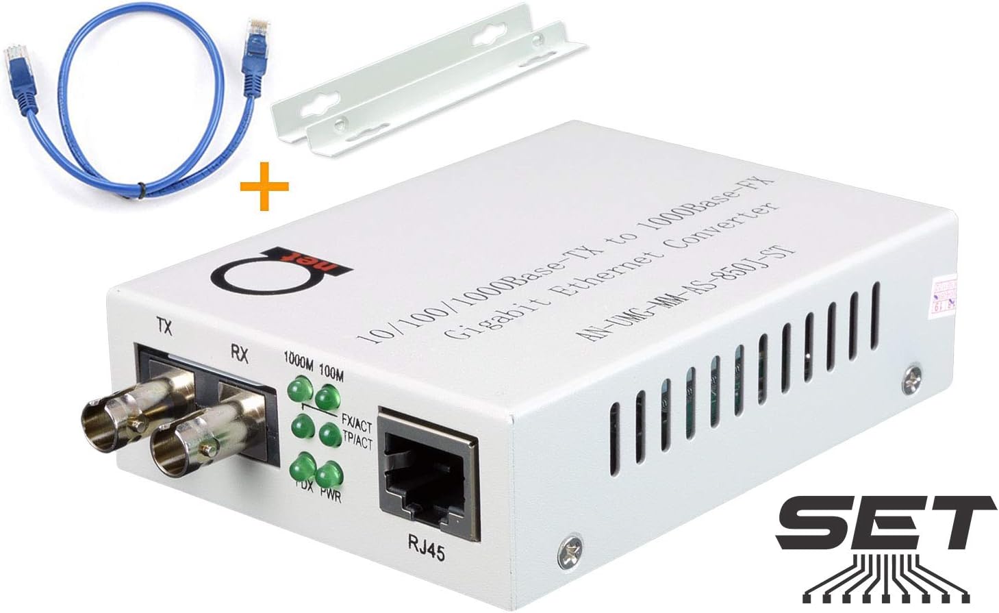 Multimode ST Gigabit Fiber Media Converter - Built-in ST Fiber Module 550 m (0.34 Miles) 850 nm