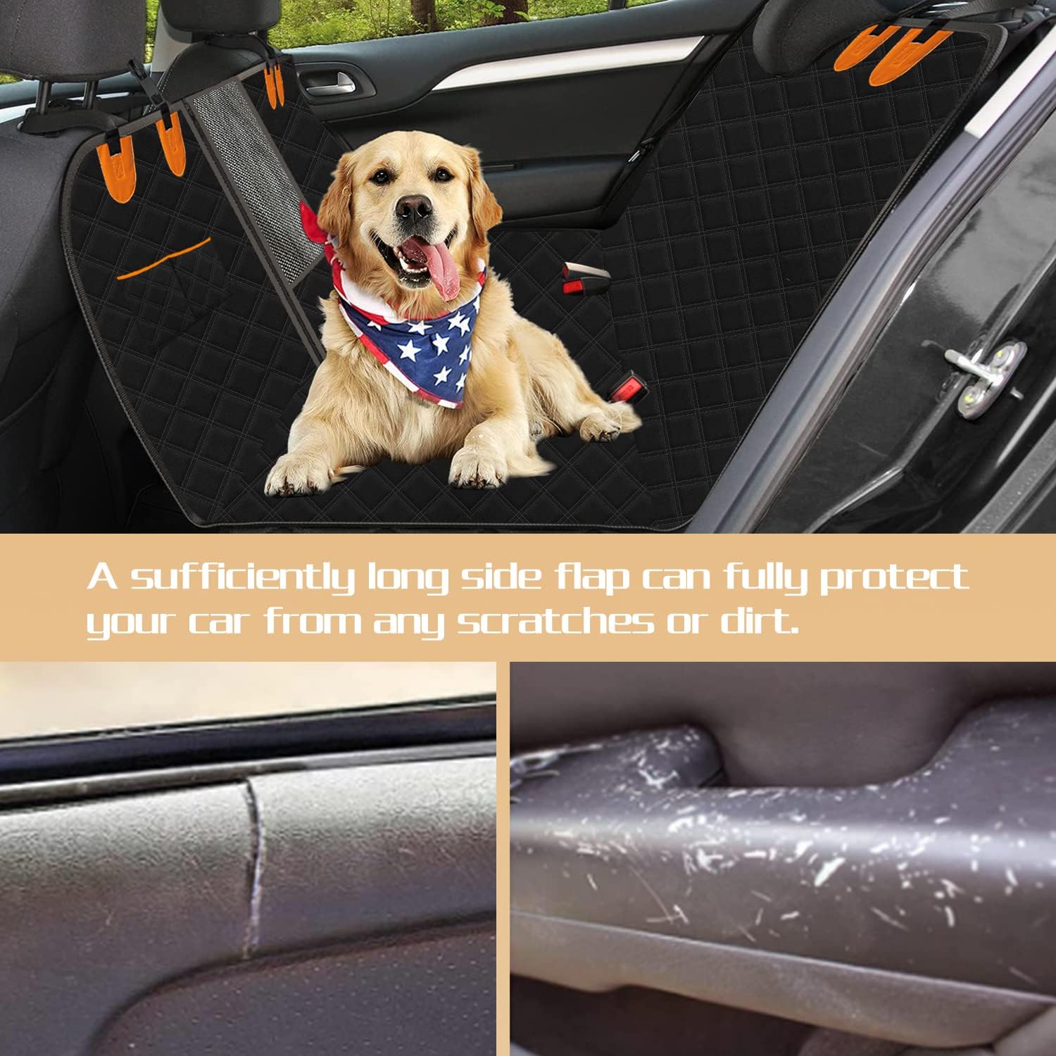 Dog Car Seat Cover for Back Seat-Waterproof Nonslip Hammock for Car Dog Seat Cover for Trucks and SUV Backseat Protector