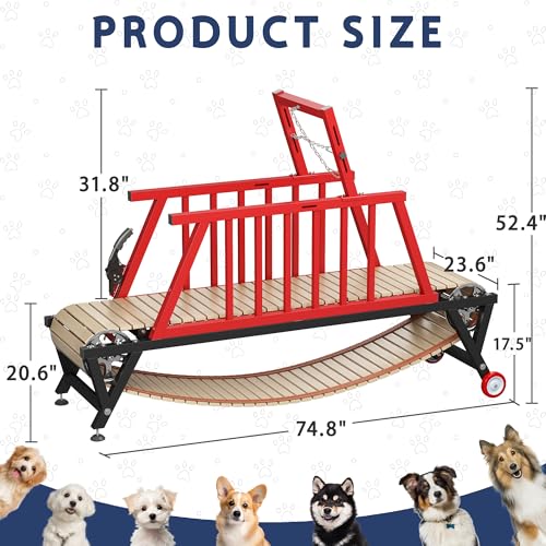 Dog Treadmill for Medium/Large Dogs with Handbrake, Non-Electric Slatmill Machine for Dogs Exercise, Indoor Dog Running Machine