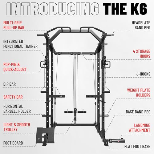 Mikolo Power Cage, Power Rack with Cable Crossover System, 1500LBS Squat Rack with LAT Pull Down System