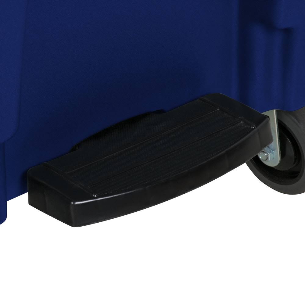 Rubbermaid 65 gal., Rectangular, Rollout Trash Can, Plastic, Blue 1971976
