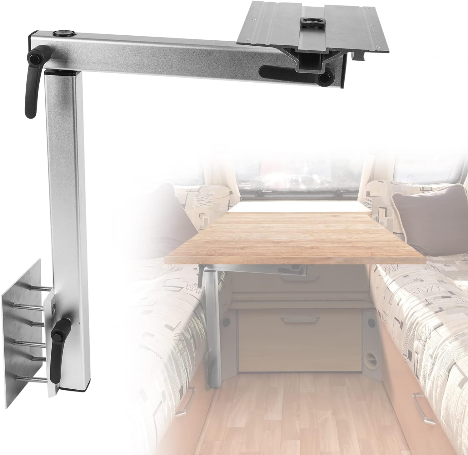 WWahuayuan RV Table Leg Base Mount Removable Table Leg RV Accessories 360° Rotation Desk Leg Aluminum Alloy Adjustable Table Leg Bracket for Caravan