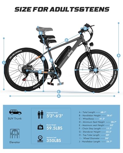 Racer Electric Bike for Adults - 21-Speed Mountain Lightweight Ebike with Peak 750W 22MPH Brushless Motor, 375Wh Removable Battery