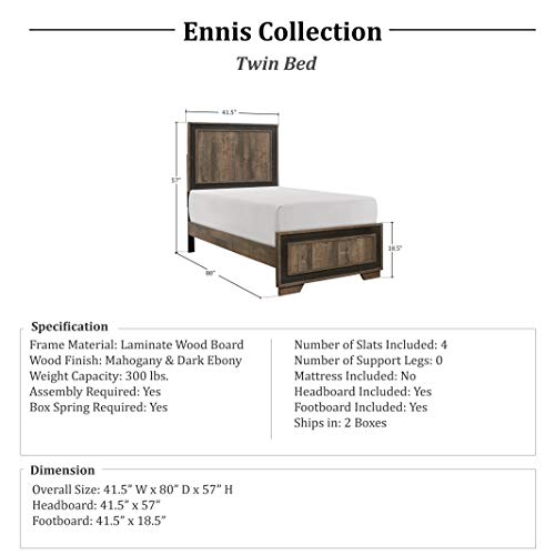 Lexicon Ennis Panel Bed, Twin, Two-Tone