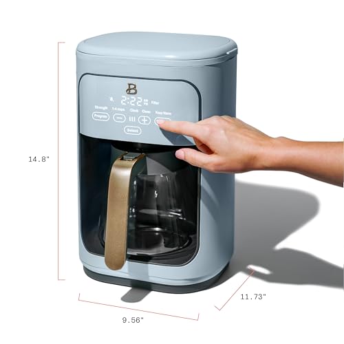 Beautiful Coffee Maker, 14-Cup, Touch Display, Programmable, 1200W, Stainless Steel, Keep Warm, 24h Timer dishwasher-safe (Black Sesame)