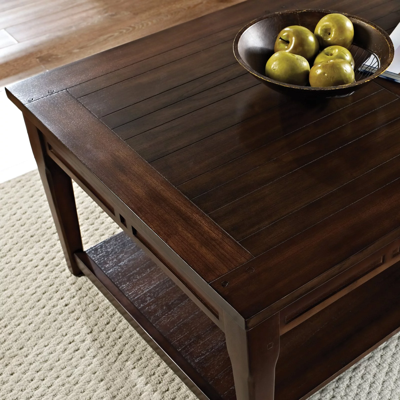 Steve Silver Crestline Indoor Rustic Wood Rectangle Lift Top Coffee Table, Cherry