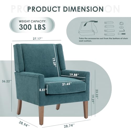 COLAMY Modern Wingback Living Room Chair, Upholstered Fabric Accent Armchair