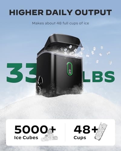 Nugget Ice Maker Countertop, Silonn Chewable Pellet Ice Machine with Self-Cleanin Function, 33lbs/24H Portable Ice Makers for Home Kitchen Officce