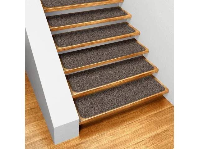 House Home More Set of 12 Skid-Resistant Carpet Stair Treads - Pebble Gray - 9 in. x 36 in.