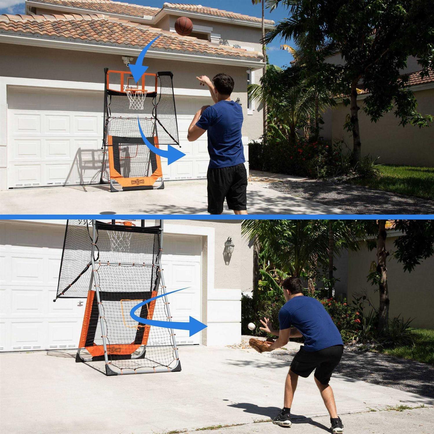 Hall of Games Outdoor 2-in-1 Basketball and Baseball Pitchback Training Game - Sports Supplies Online Store