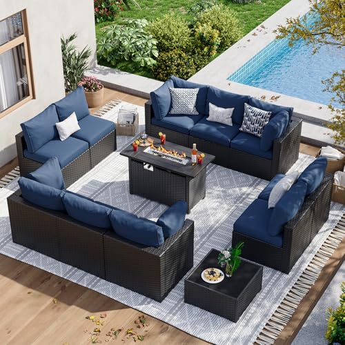 Aoxun 7 Piece Patio Furniture Set Wicker Rattan Patio Sectional Sofa Set Outdoor Seating Furniture with Thickened Cushion, Grey