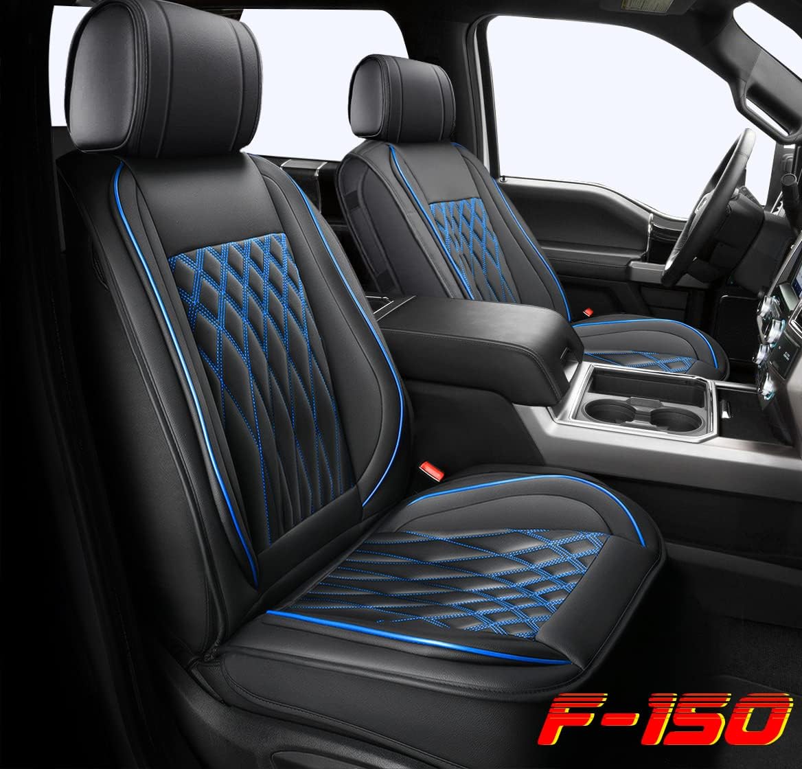 Sunny color 1 Pair Car Seat Covers Front Set with Waterproof Leather for Cars SUV Pick-up Truck Fit for 2009 to 2021 Ford F150 and 2017 to 2021 F250