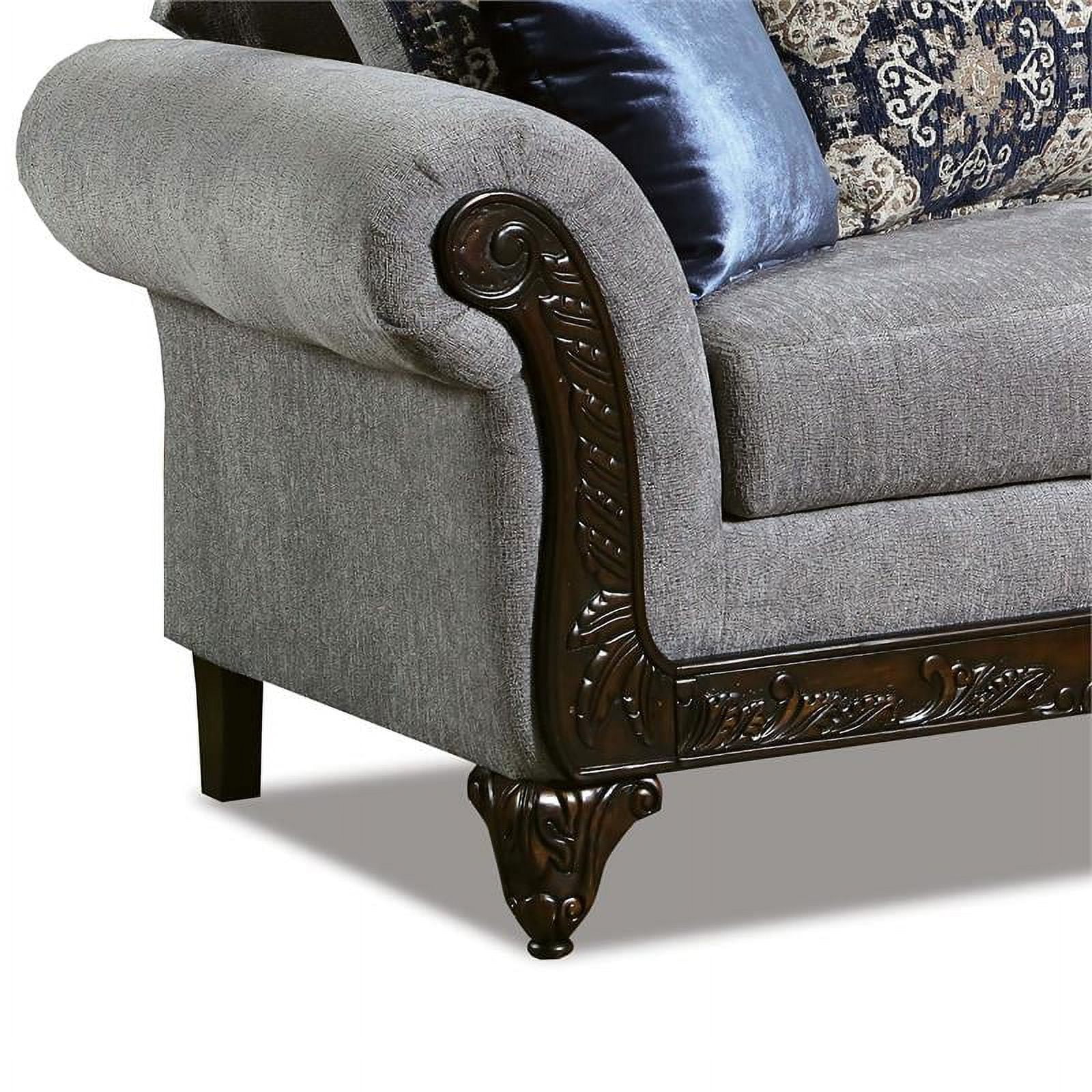 Furniture of America Lantz Traditional Chenille 2-Piece Sofa Set in Gray