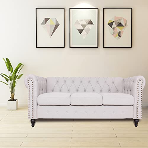Chesterfield Sofa with Nail-Head for Living Room Office Sofa Set Modern Fabric Sofa Accent Tufted Chairs for Living Room