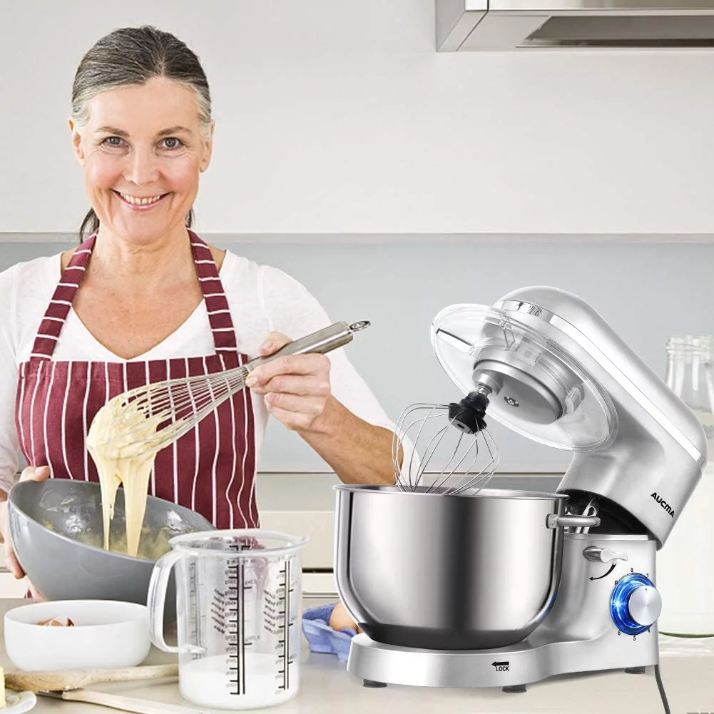Aucma Stand Mixer 6.5-QT 660W 6-Speed Tilt-Head Food Mixer  Kitchen Electric Mixer with Dough Hook  Wire Whip &amp; Beater (6.5QT  Blue)