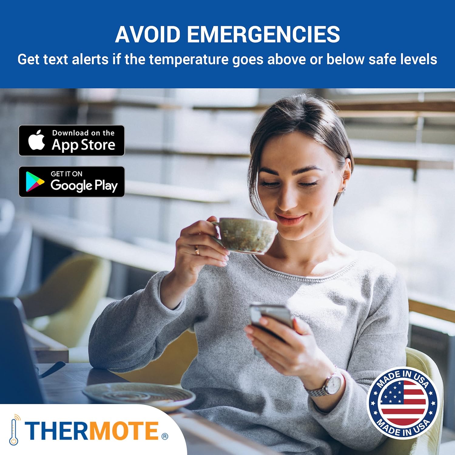 Zynect Thermote Wireless Remote Temperature Sensor.WiFi Thermometer Temperature Monitor Text Alerts Room Thermometer 24/7 Monitoring. Water/Dust