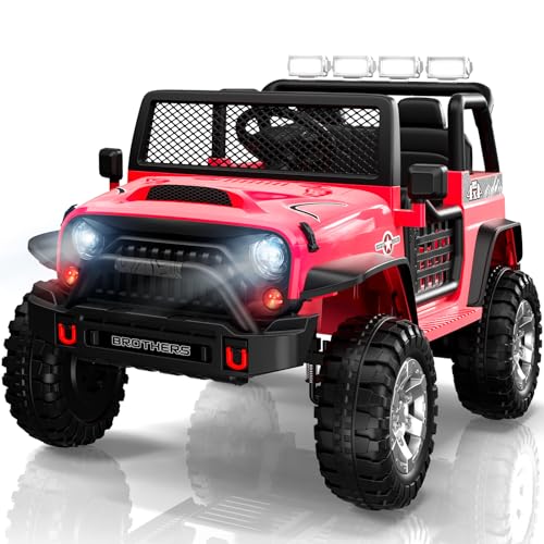 L8 2 Seater Ride On Car, 12V Kids Electric Car w/Remote Control, 4-Wheel Suspension, Bluetooth Speaker, Multi Music Modes, 3 Speeds, LED Lights