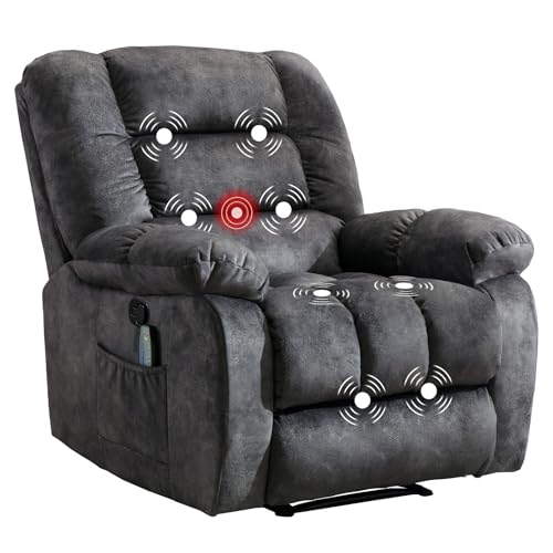 Massage Recliner Chair with Heat and Massage, Soft Fabric Ergonomic Manual Reclining Chairs