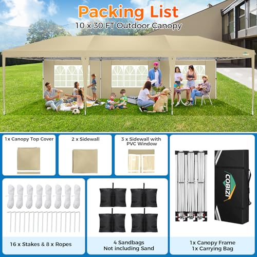 COBIZI 10x10 Pop up Canopy Tent Protable Canopy Tent with 4 Sidewalls Waterproof Commercial Instant Shelter for Parties, Wedding