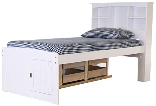 Discovery World Furniture White Full Bookcase Bed with 6 Drawers