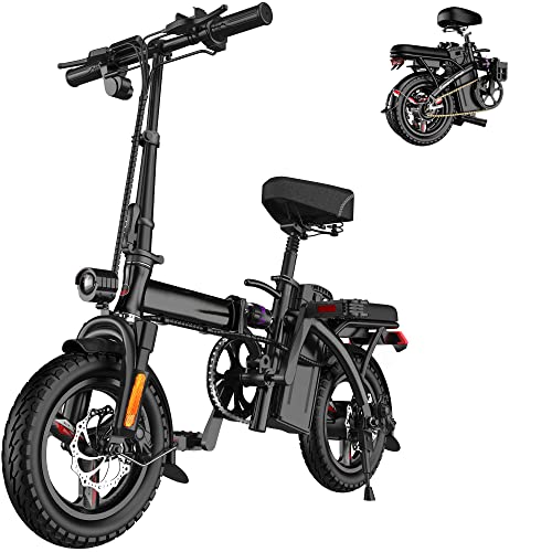 EBKAROCY Ebikes for Adults, 400W Motor 22MPH Max Speed, 14” Tire, 48V 15AH Removable Battery for Electric Bike, Multi-Shock Absorption, City Commuter
