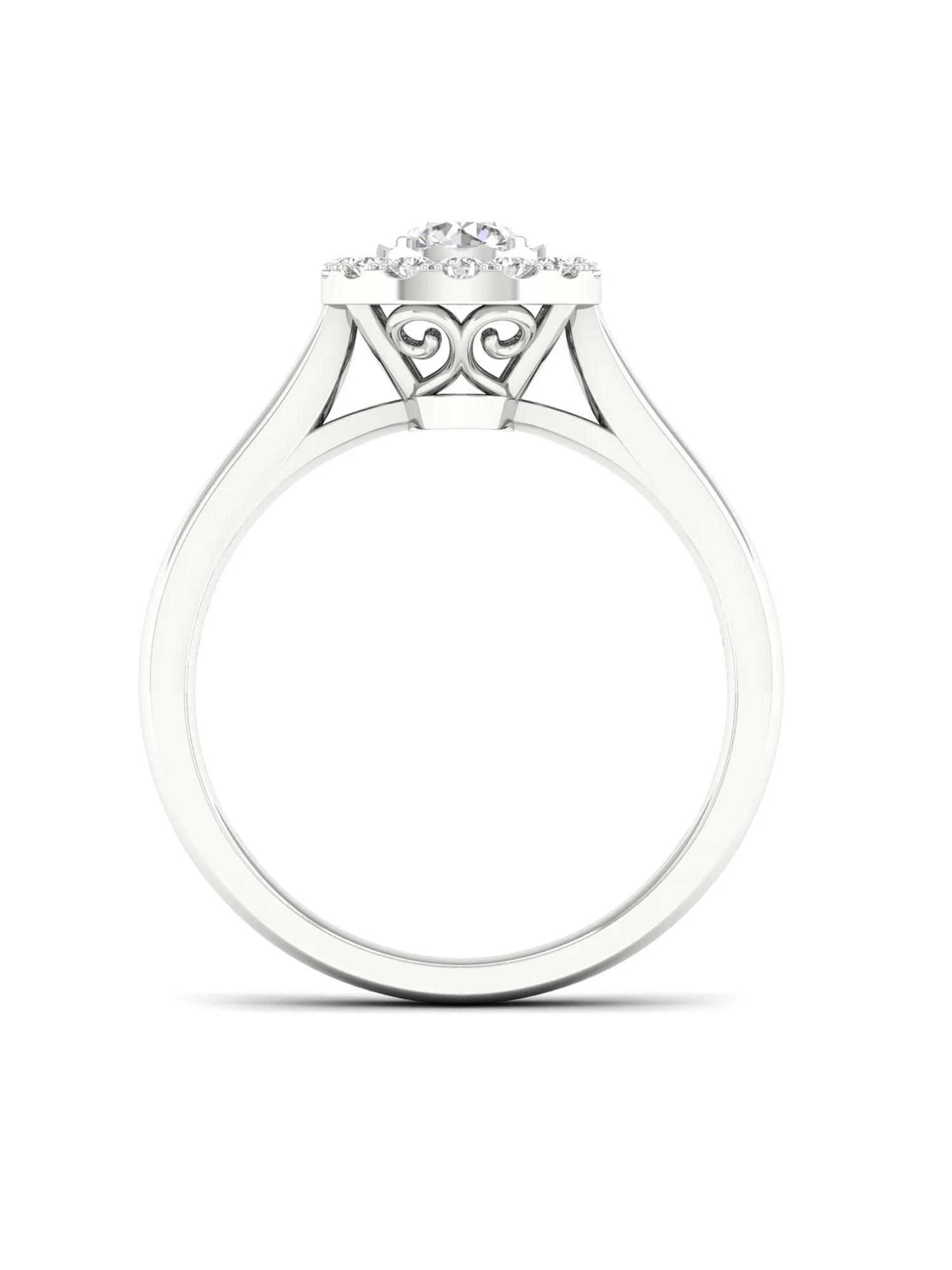 1/3Ct TDW Diamond 10K White Gold Single Stone Halo Engagement Ring (I-J, I2)