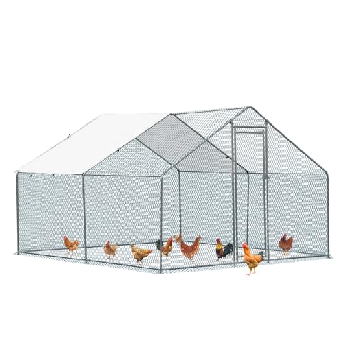 Outvita Chicken Coop, 13×10 FT Large Metal Chicken House, Poultry Habitat Cage with Waterproof Cover